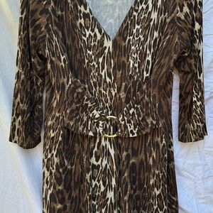 Leopard Print Dress with Gold Buckle